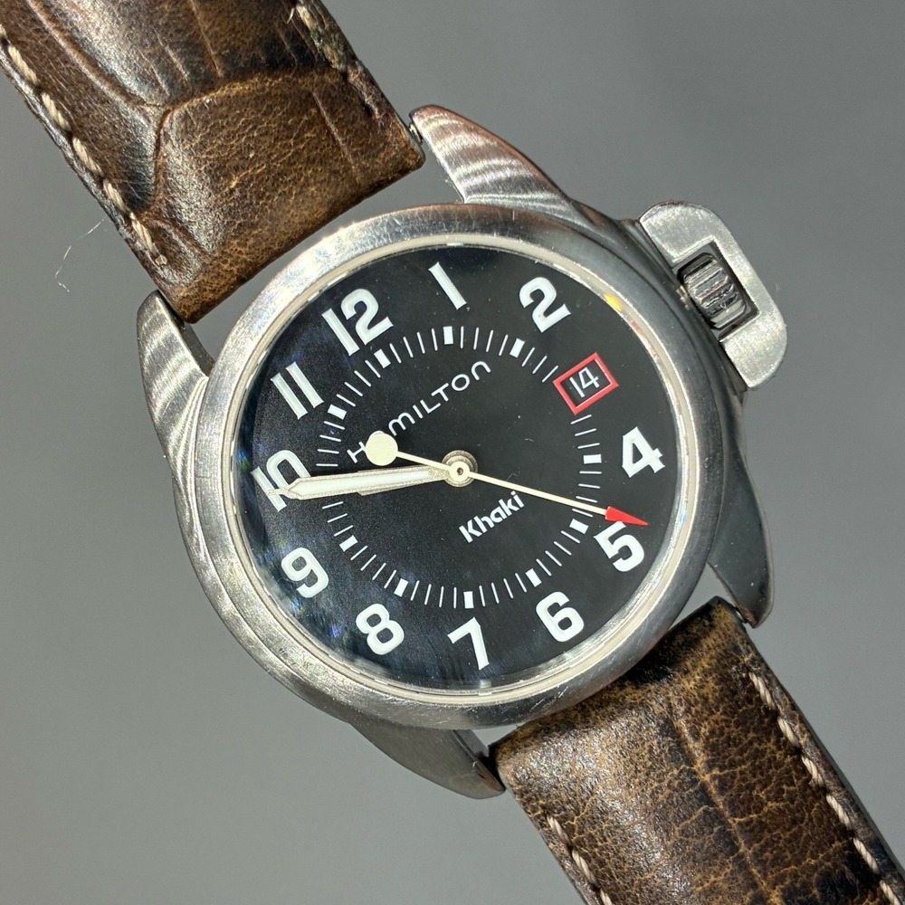 Hamilton Khaki Quartz Date 6301 Black Dial Men's Watch 33mm - With Box !